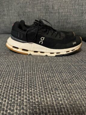 On Running Cloudnova Form 2 Athletic Shoe in Black with White Womens 9